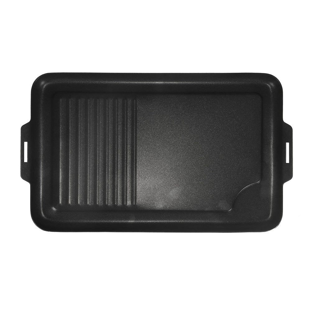 Stansport aluminum non-stick griddle eggs cooking smoothly with minimal oil.