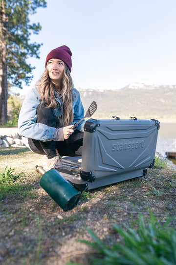 Stansport lightweight griddle for backpacking and weekend camping.