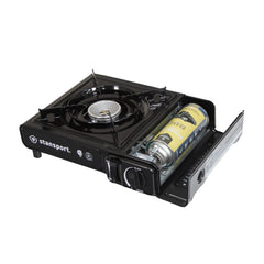 Stansport portable stove durable steel construction from the side.