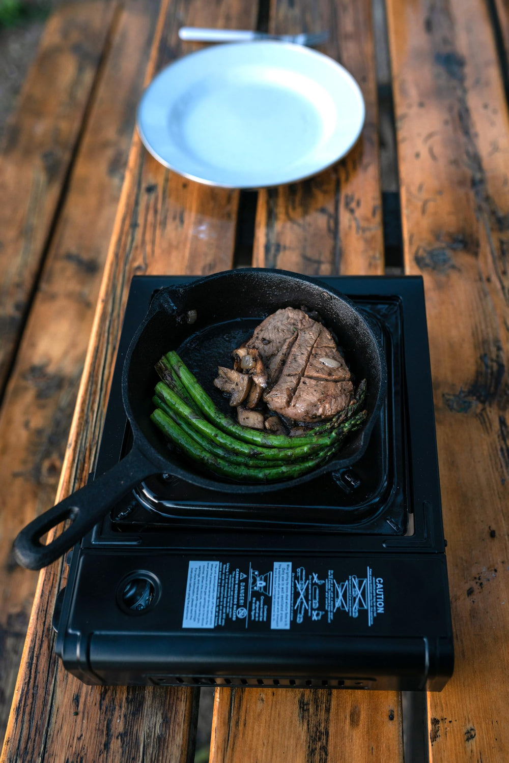 Stansport portable stove in hard carrying case for secure transport.
