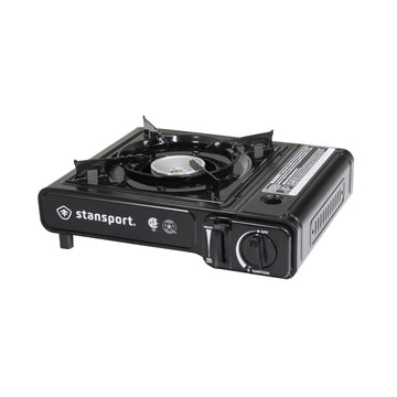 Stansport portable stove top view for travel-friendly camping.