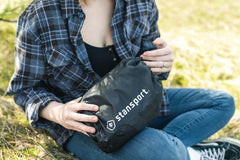 Stansport Stuff Bag small shows a secure drawstring closure for easy use.