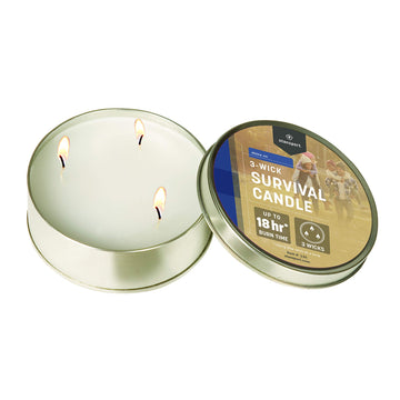 Stansport Survival Candle with one wick provides compact camplight and warmth.