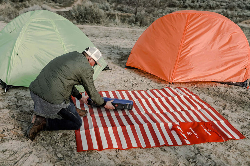 Stansport Tatami Ground Mat red, recycled-plastic weave offers durable, eco-conscious construction.