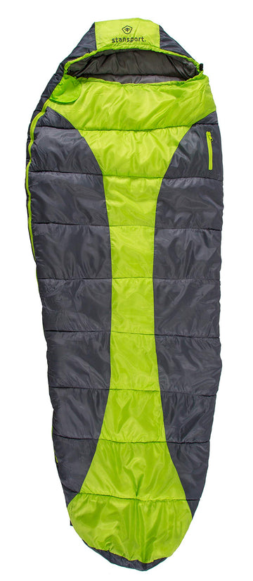 Stansport Trekker sleeping bag open green-charcoal with roomy interior for camping