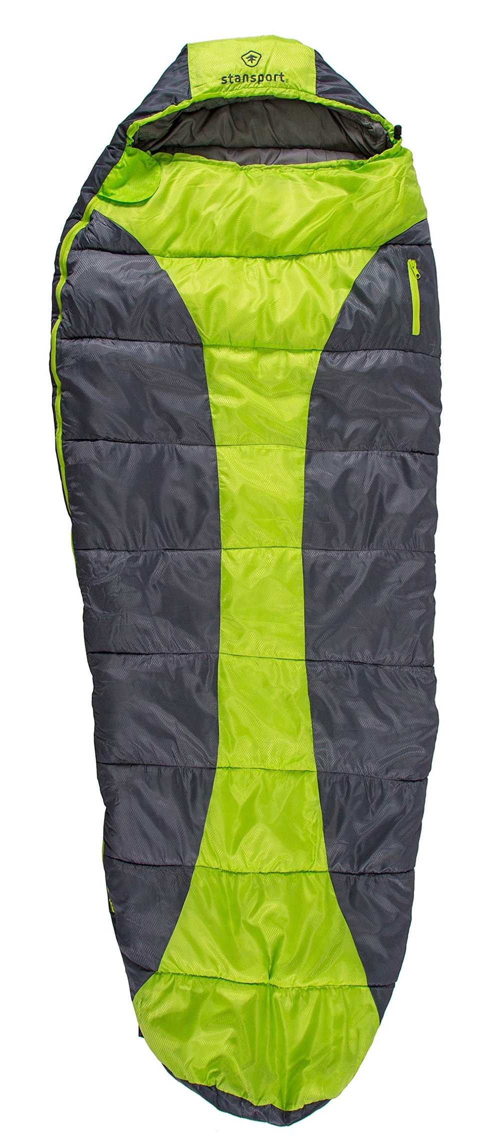 Stansport Trekker sleeping bag open green-charcoal with roomy interior for camping