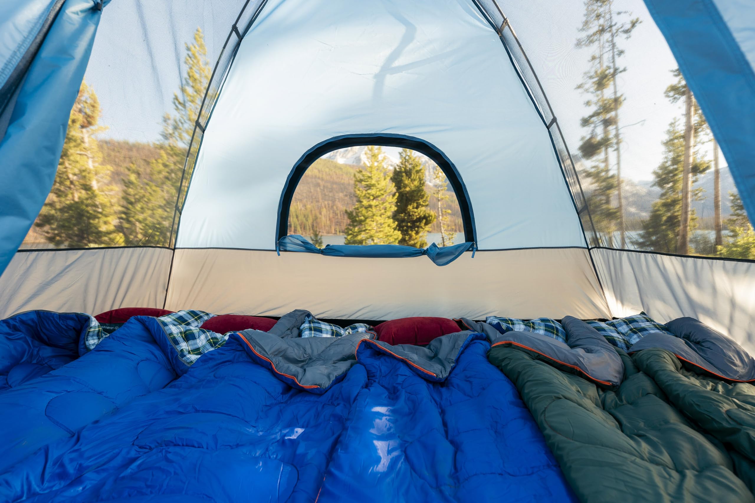 Stansport Trinity River Dome Tent rear mesh window enhances cross-ventilation.