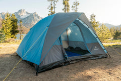 Stansport Trinity River Dome Tent removable ridgepole reveals upper mesh panels for airflow.