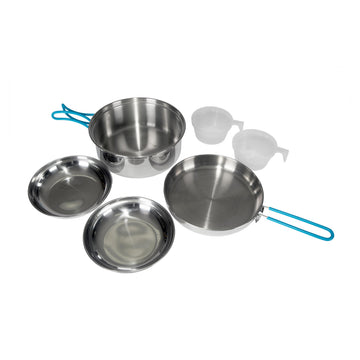 Stansport two-person cook set pot showing 1.5L capacity for camp meals