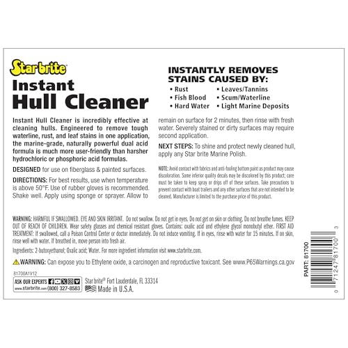 STAR BRITE Instant Hull Cleaner application on a hull demonstrates wipe-on, rinse-off ease