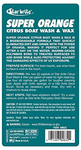 STAR BRITE Super Orange foamy cleaning action lifts grime and salt deposits.