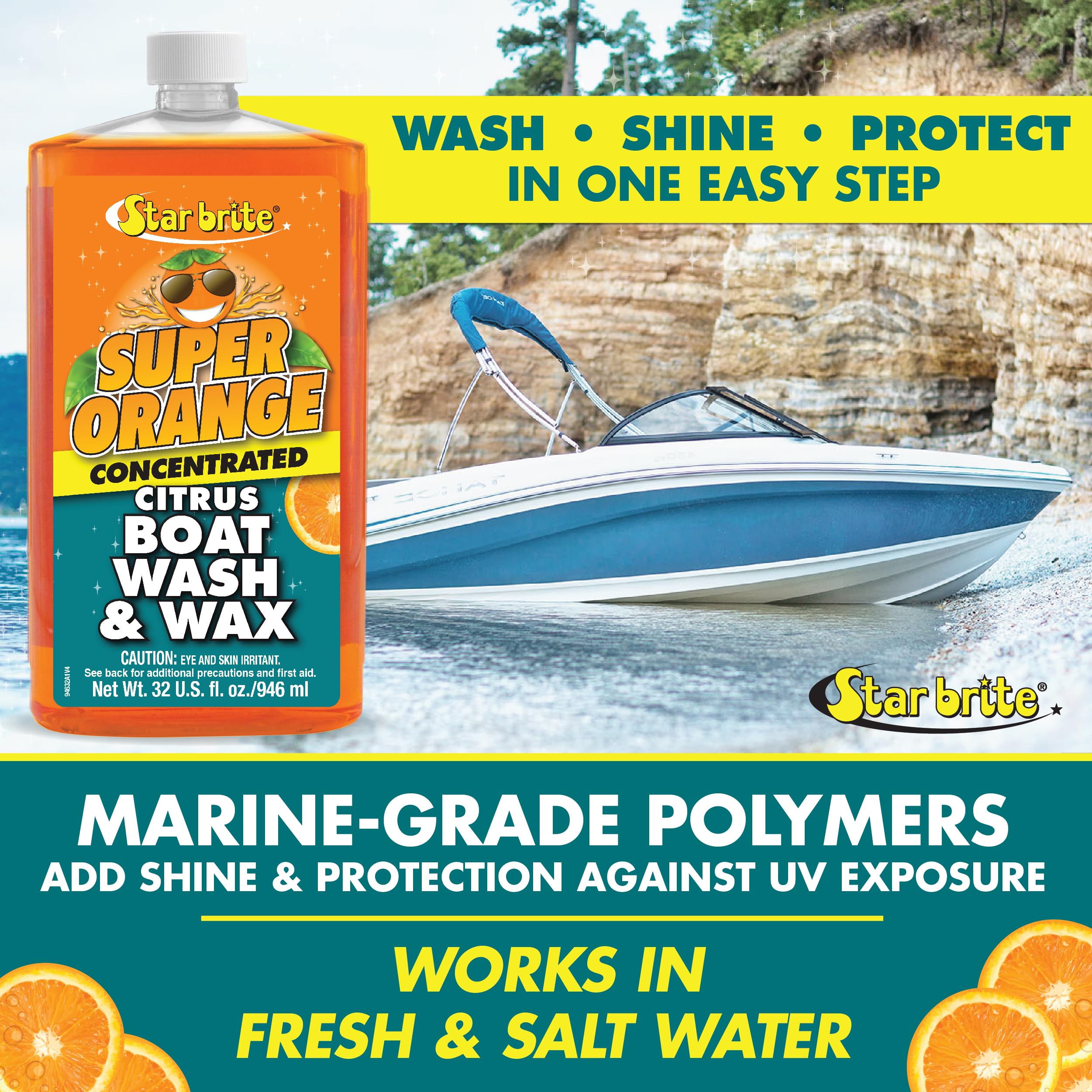 STAR BRITE Super Orange label closeup shows citrus formula and protective wax.