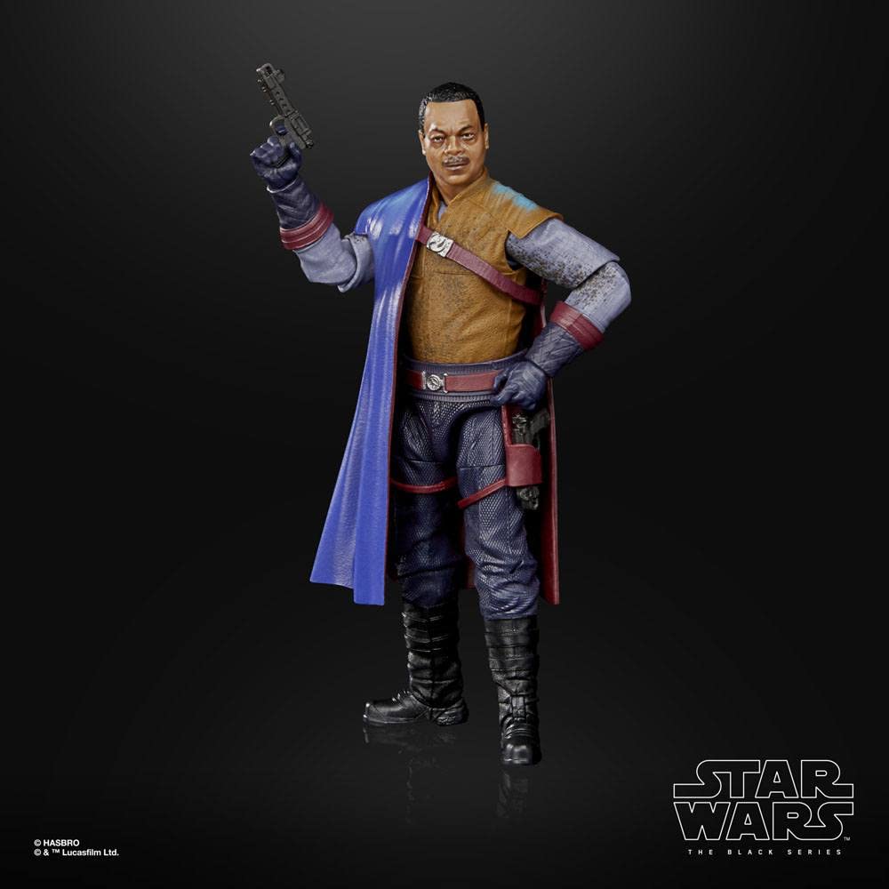 Star Wars The Black Series Galactic Credit accessory displayed with Greef Karga