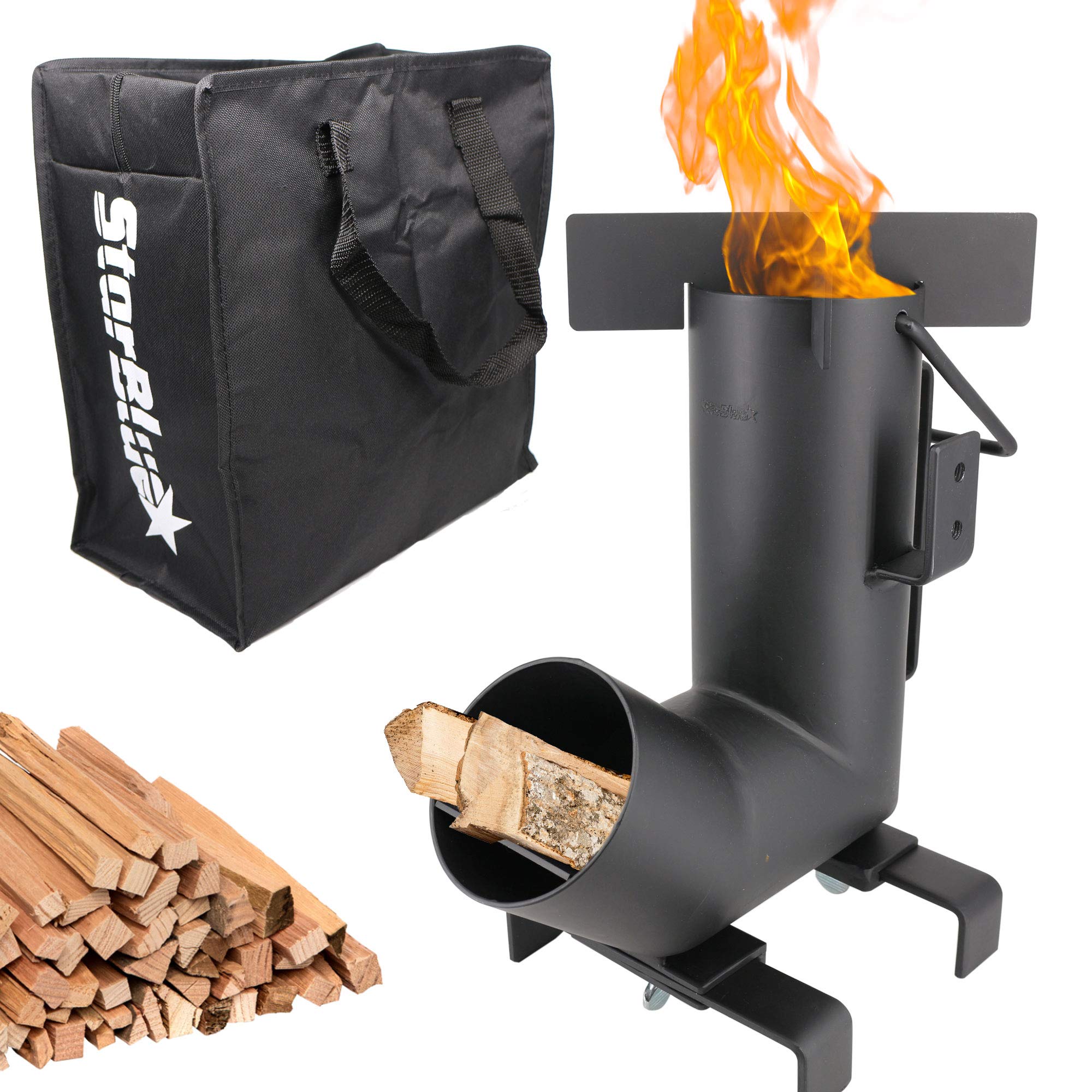 StarBlue Camping Rocket Stove front view for compact outdoor cooking on trails