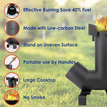 StarBlue Camping Rocket Stove top view showing stable grate for pots