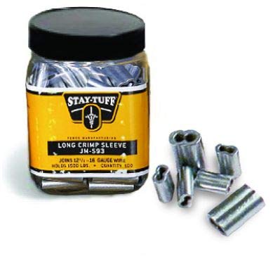 Stay-Tuff long hi-tensile wire crimp sleeve enables high-strength fence connections.