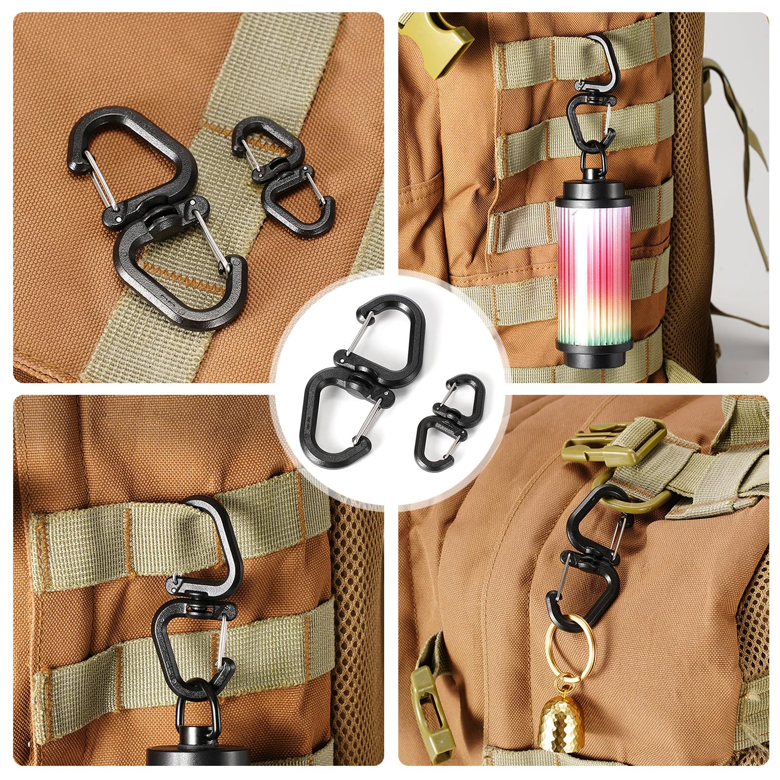 STBQHG double carabiner clipped to strap for quick tool access