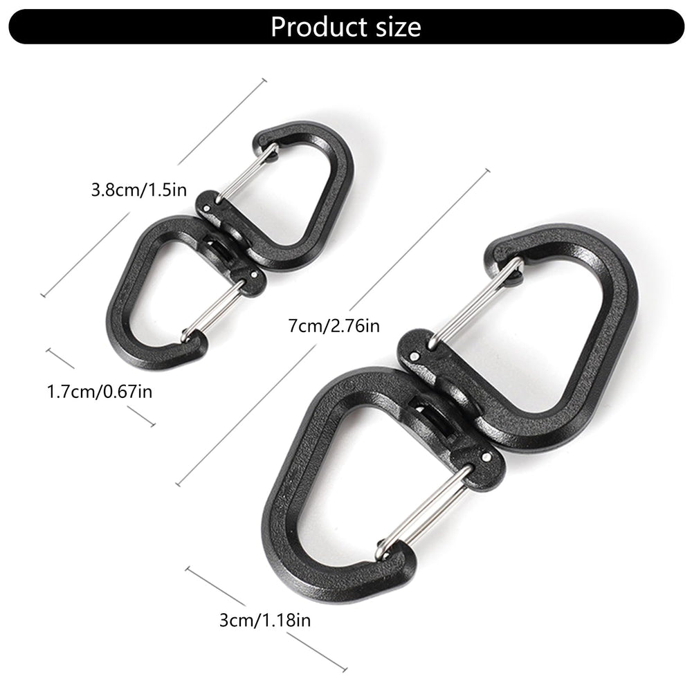 STBQHG compact carabiner held beside a camping kit for portability