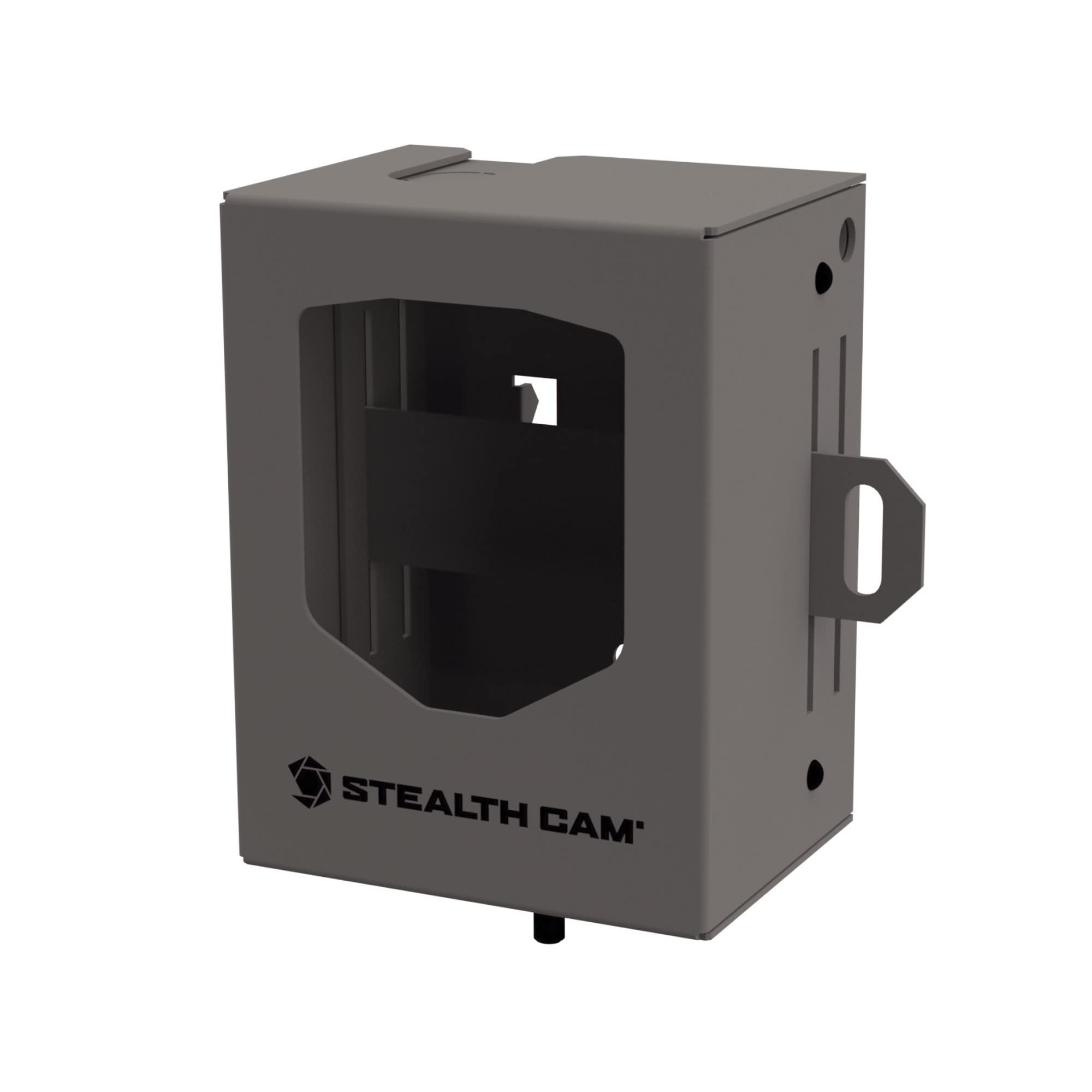 Stealth Cam Bear Security Box large side view highlighting slim profile for tree attachment.