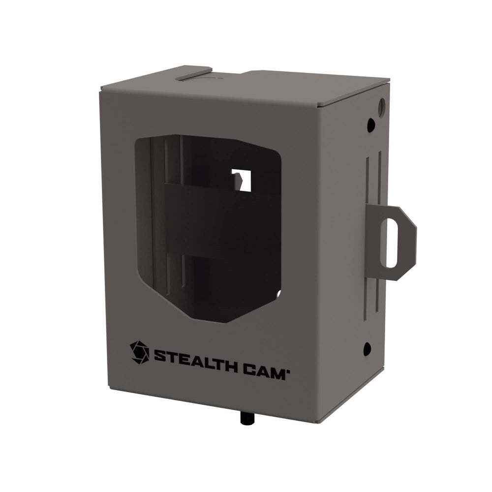 Stealth Cam Bear Security Box large side view highlighting slim profile for tree attachment.