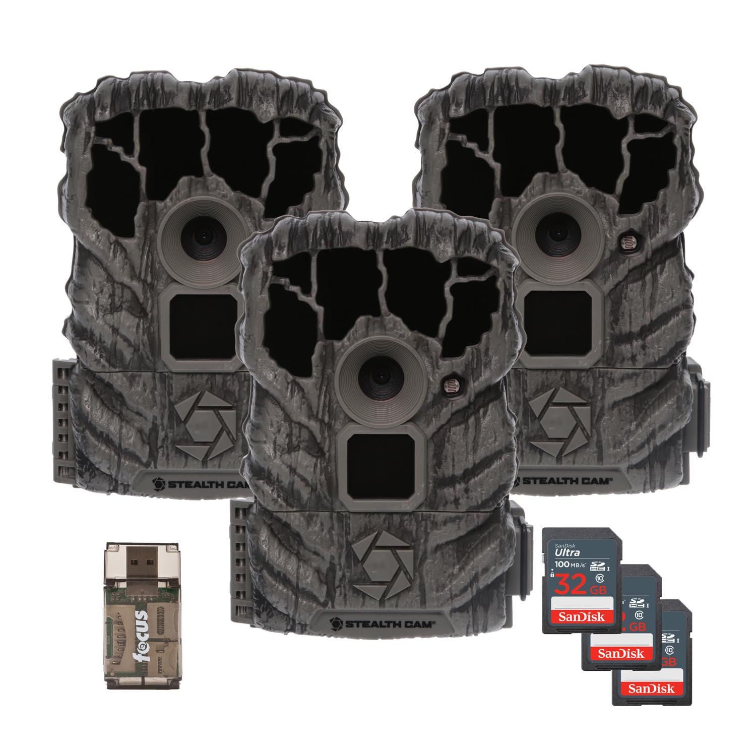 Stealth Cam Browtine 14MP camera pack set for field surveillance and wildlife monitoring.