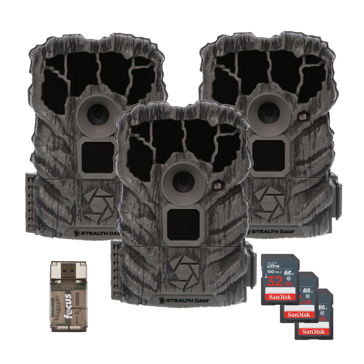 Stealth Cam Browtine 14MP camera pack set for field surveillance and wildlife monitoring.