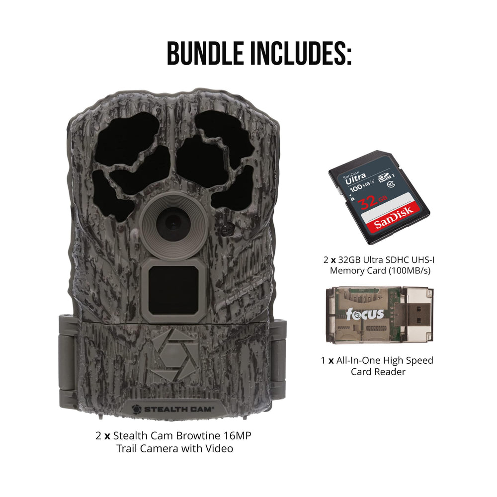 Stealth Cam Browtine bundle features two 32GB cards and a high-speed reader.
