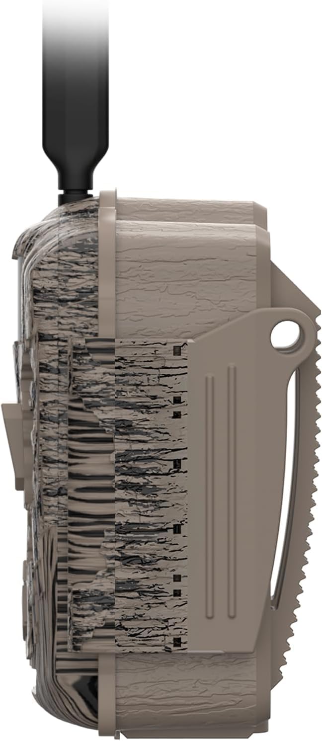 Stealth Cam Command Pro app interface illustrates remote viewing and settings control.
