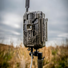 Stealth Cam Deceptor Max night setup demonstrates No-Glo LEDs for discreet scouting
