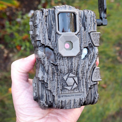Stealth Cam Fusion Global side profile shows durable housing for remote wildlife monitoring.