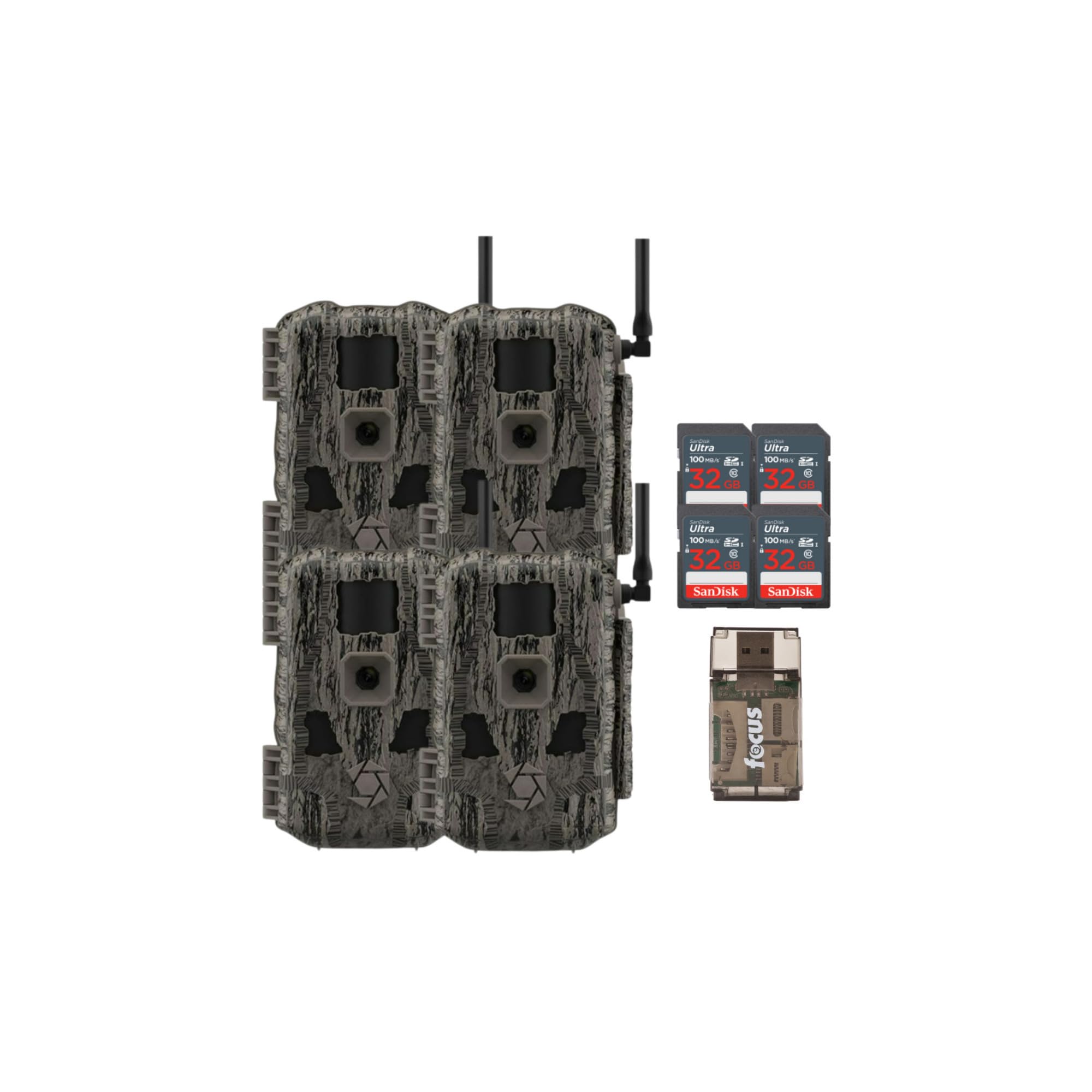 Stealth Cam Fusion MAX 2.0 4-pack bundle ready for field monitoring.
