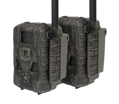 Stealth Cam Fusion Max 2.0 detection range image shows 100ft reach for wide-area coverage.