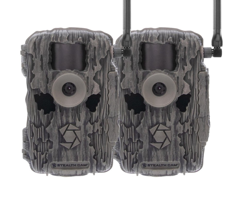 Stealth Cam Fusion X-Pro 2-Pack front view, ideal for remote property monitoring.