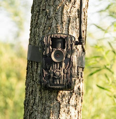 Stealth Cam Fusion X-Pro back view shows easy-access battery area for field use.