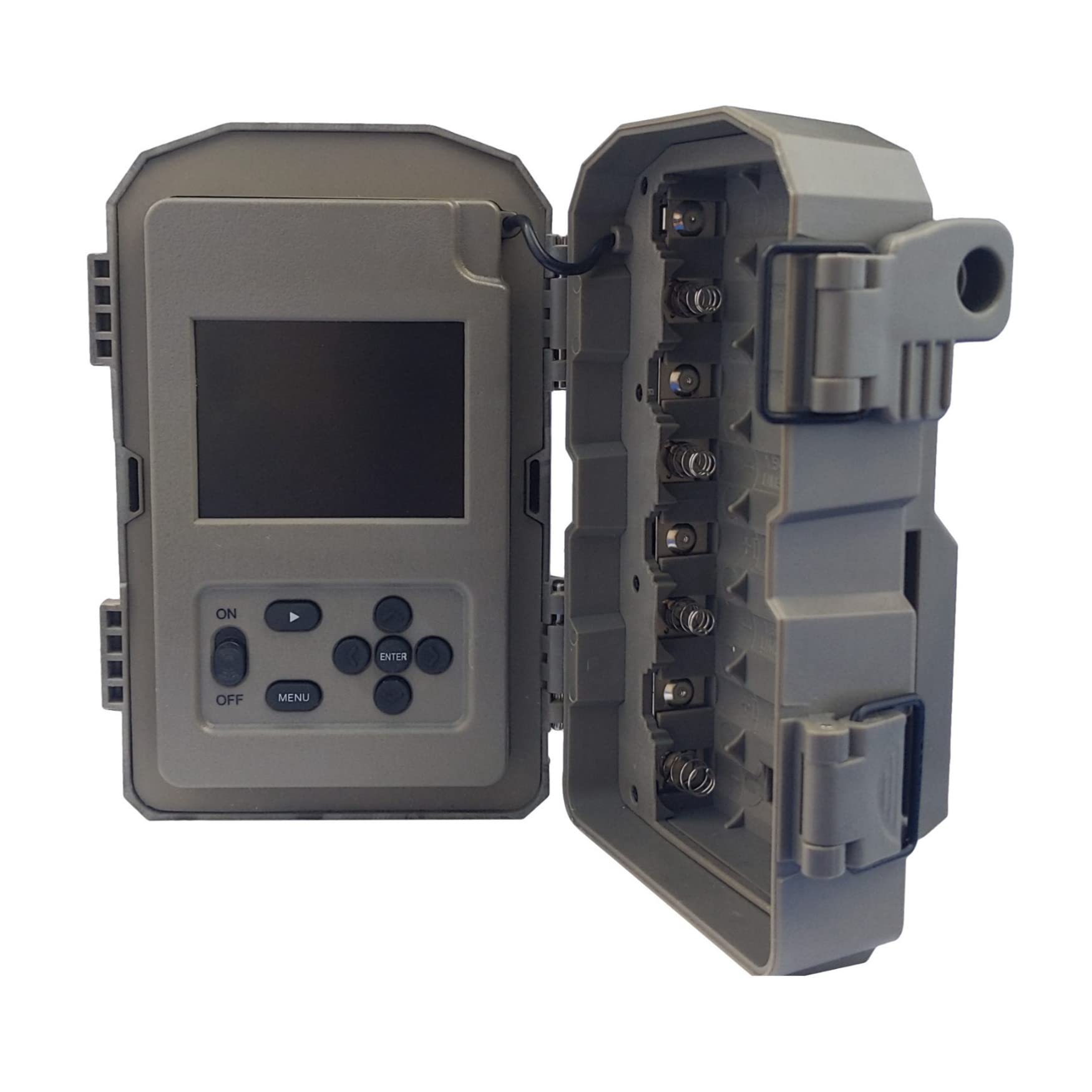 Stealth Cam Kryptek bundle setup in forest terrain.