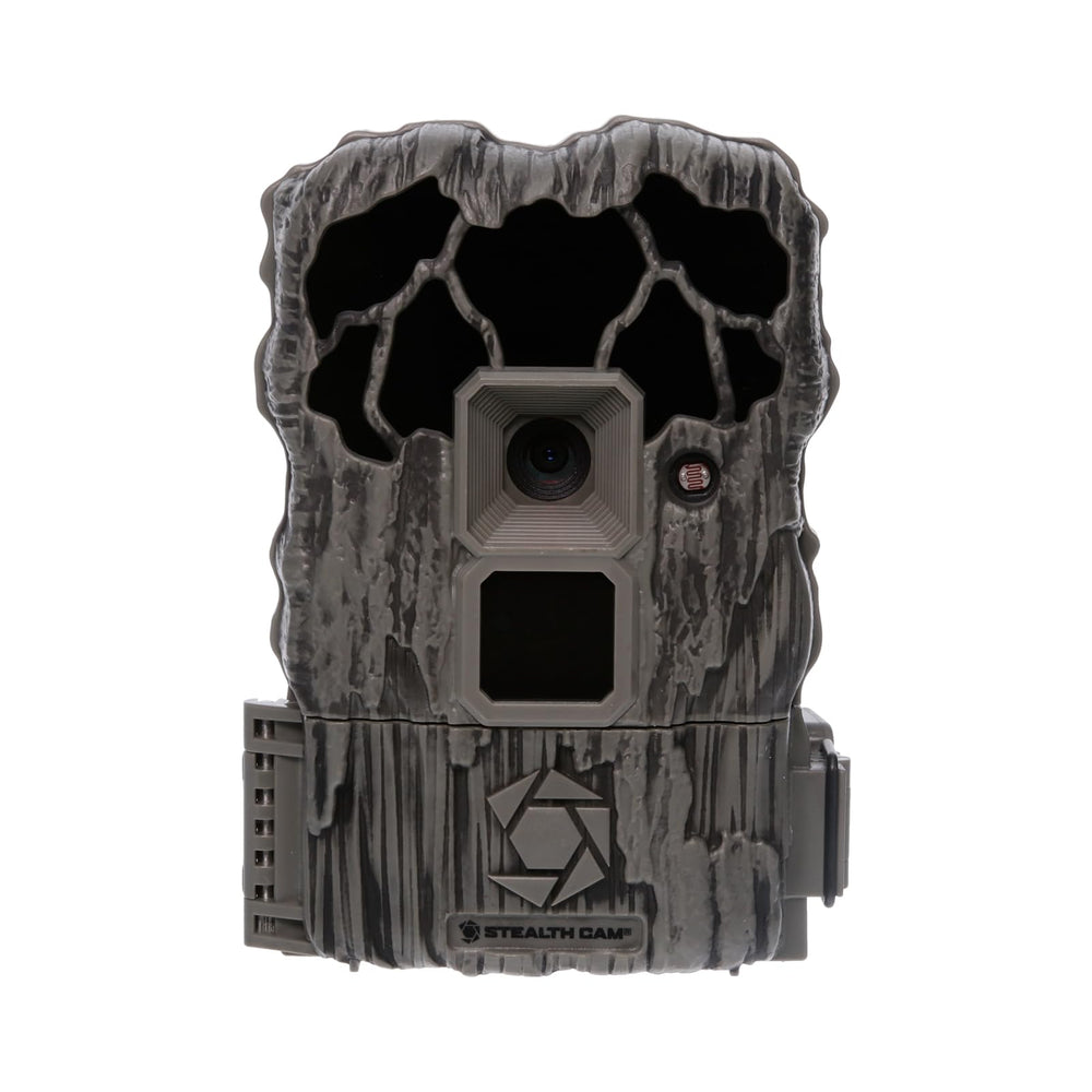 Stealth Cam QS20NG back panel shows accessible battery and SD card slots.