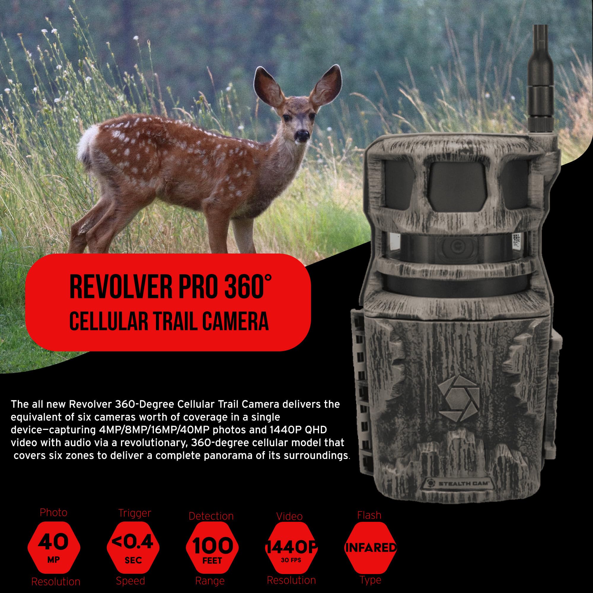 Stealth Cam Revolver 40MP Pro image capture delivers crisp high-resolution photos