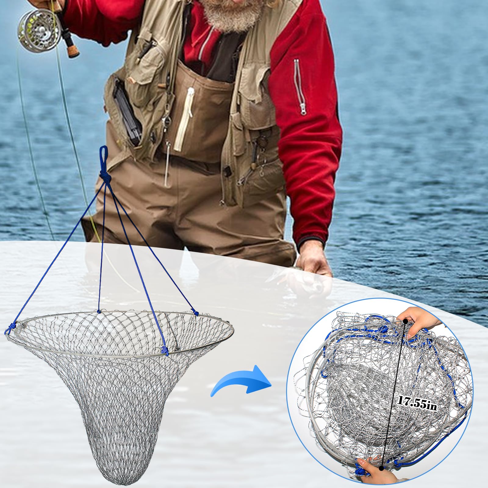 Gray cast net close up of steel hoop