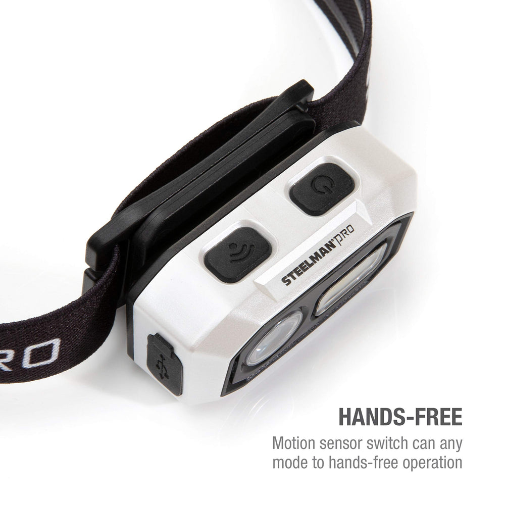 Steelman Pro headlamp combines Cree and COB LEDs for flexible brightness.