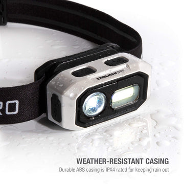 Steelman Pro headlamp built-in 1400mAh battery with USB-C recharge.