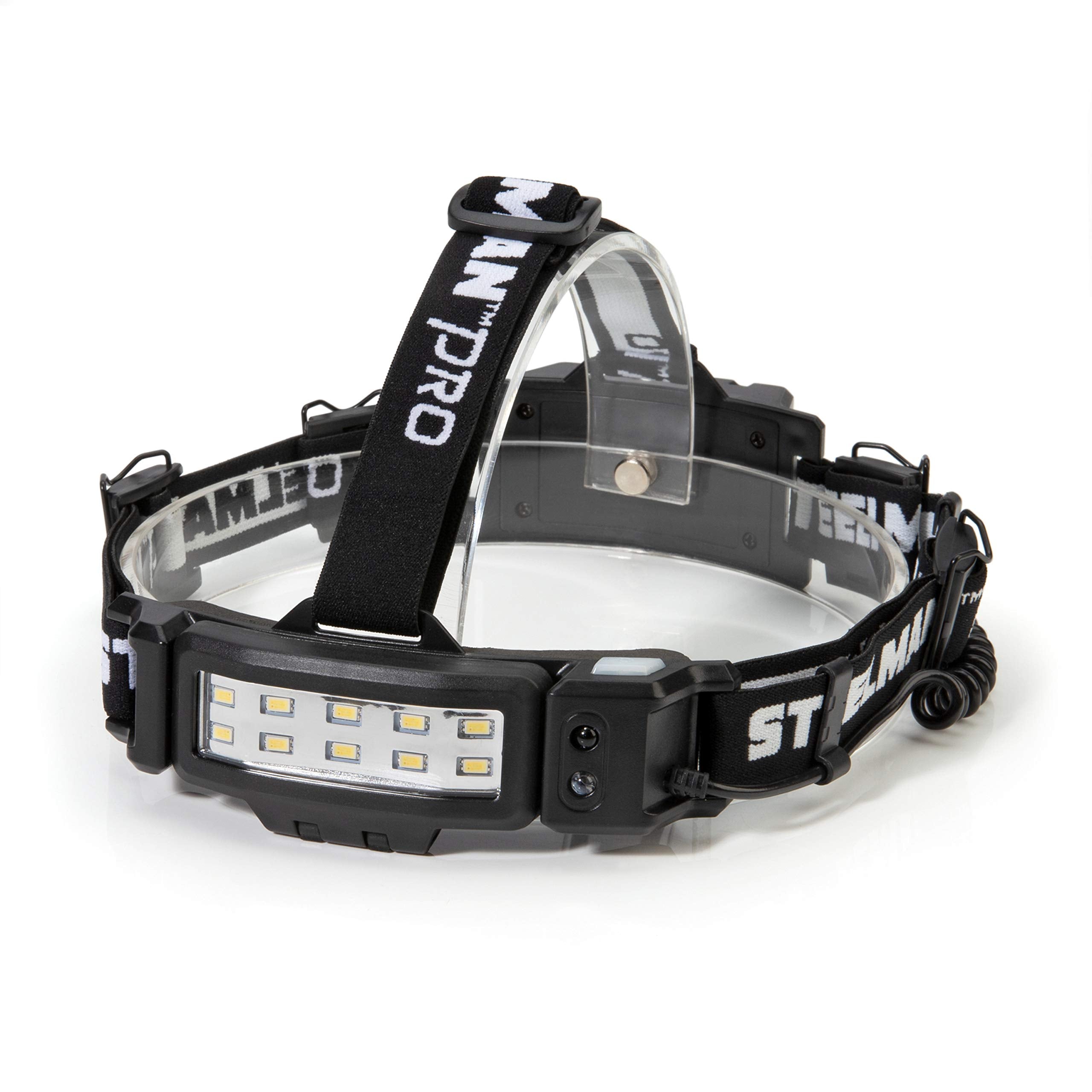 Steelman Pro Slim Profile headlamp front view showing compact hands-free illumination