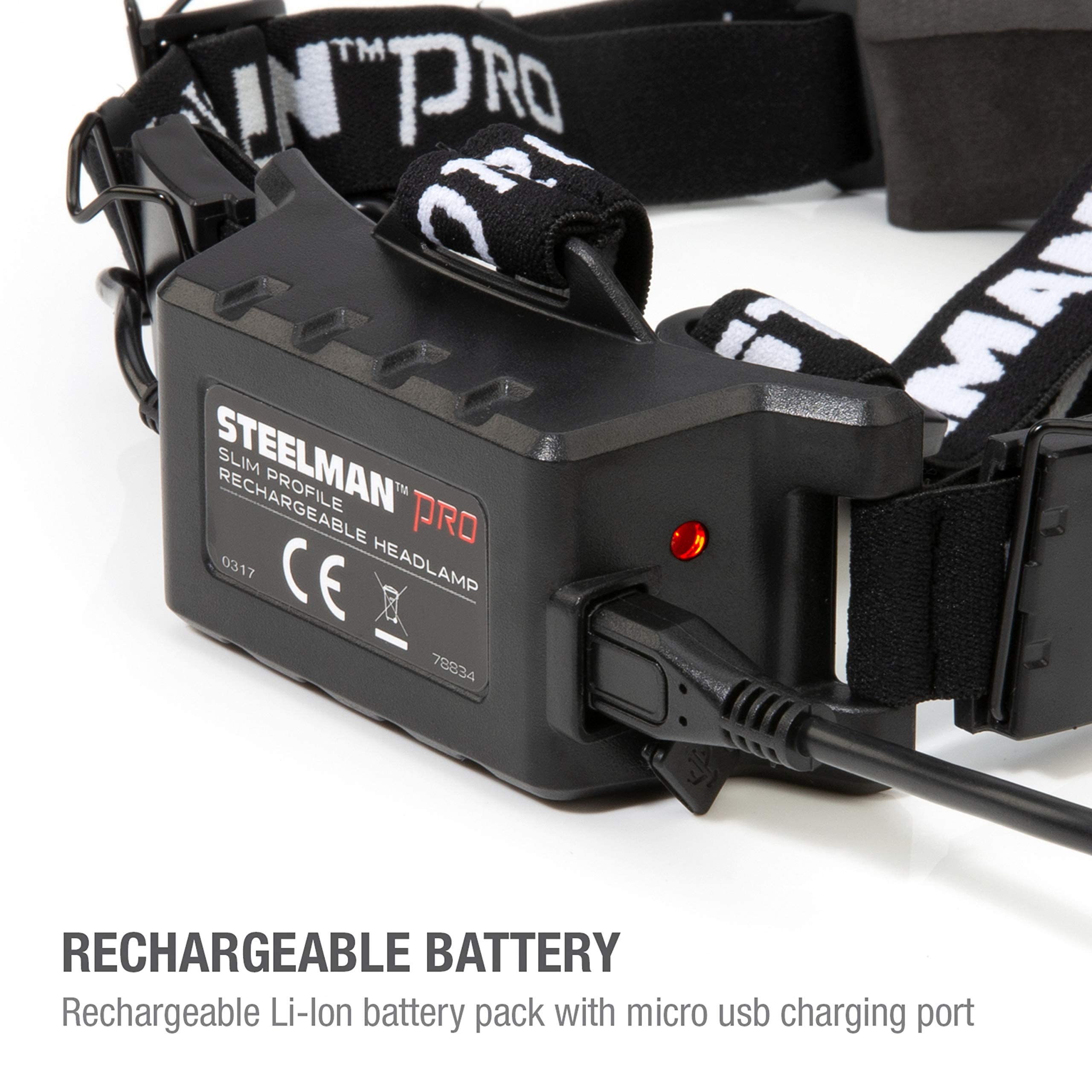 Steelman Pro Slim Profile headlamp IP65 casing protecting against dust and water
