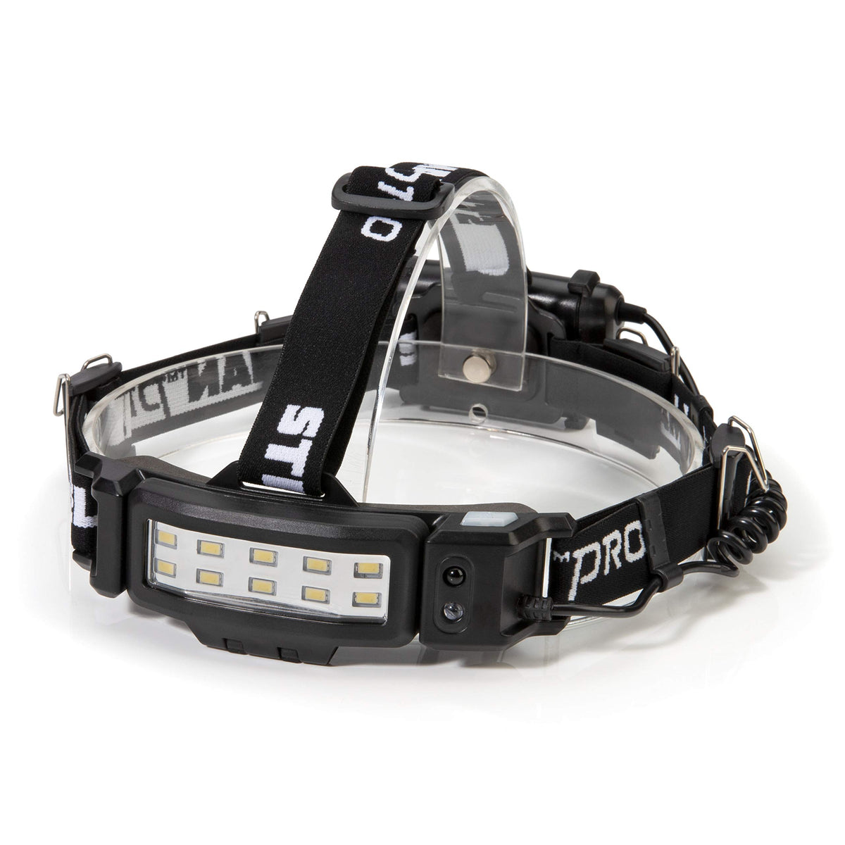 Steelman Pro Slim Profile headlamp front view with 20m beam for hands-free tasks.