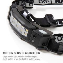 Steelman Pro Slim Profile headlamp with motion sensor for hands-free control.