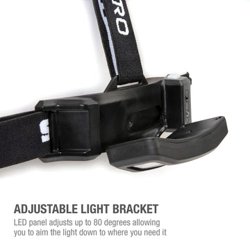 Steelman Pro Slim Profile headlamp rear red safety LED visible for nighttime awareness.