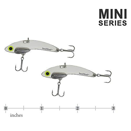 SteelShad Mini 1/4 oz silver ice fishing setup for winter crappie and panfish.