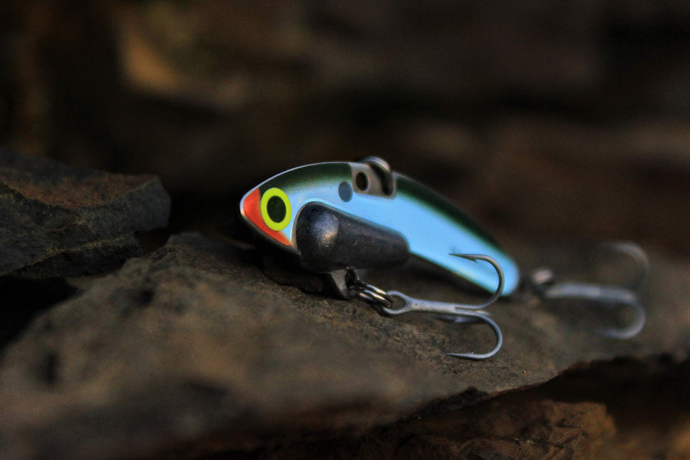 SteelShad Mini lipless crankbait, front-facing view showing compact design.