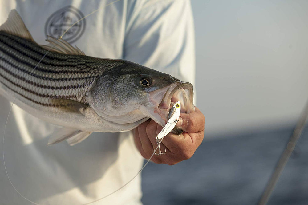 VMC Permasteel hooks on SteelShad Mini White Shad for reliable hookups