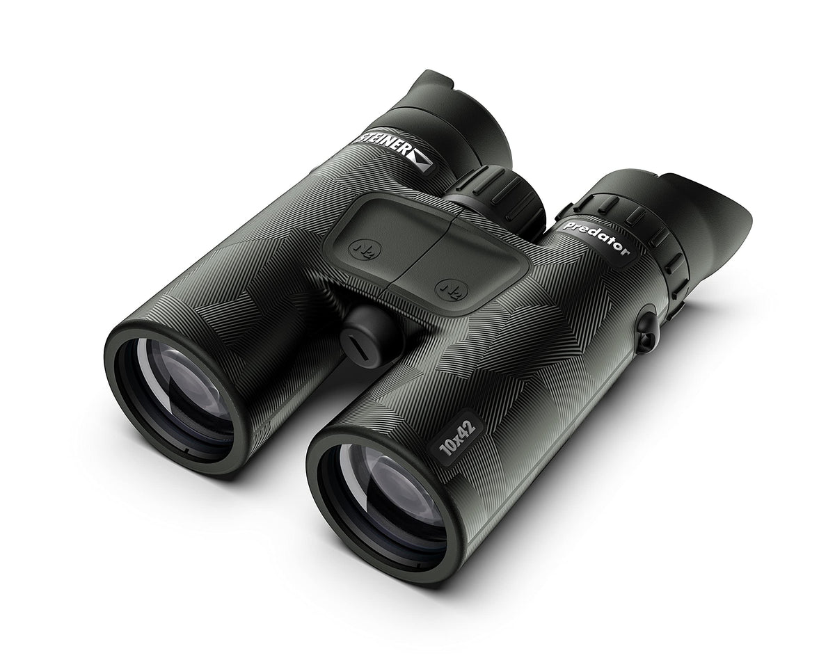 Steiner Predator 10x42 binoculars side view highlighting long-range detail for open-country hunting