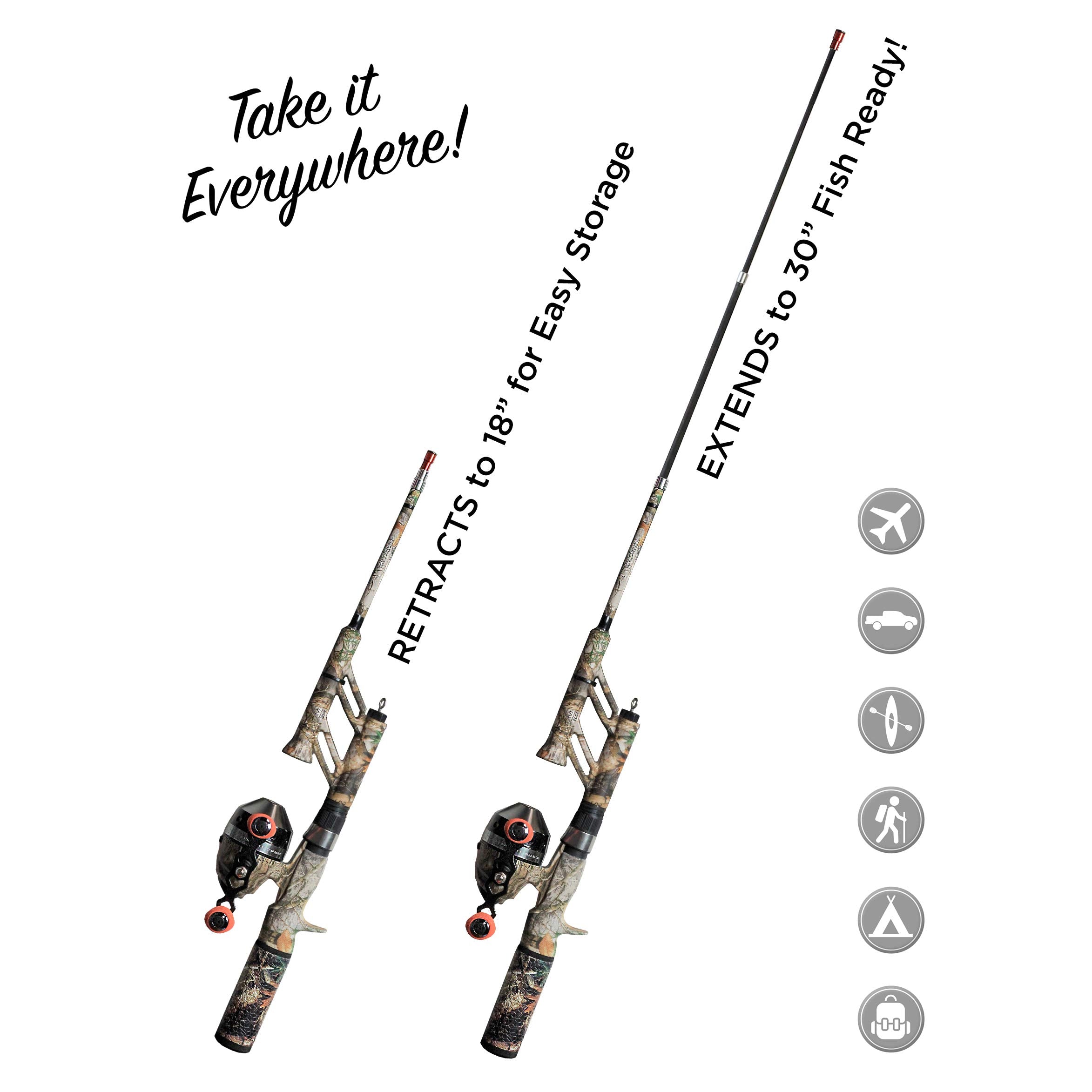 Steinhauser Realtree Edge Pocket Combo reel with 4.1:1 gear ratio enables smooth casting.
